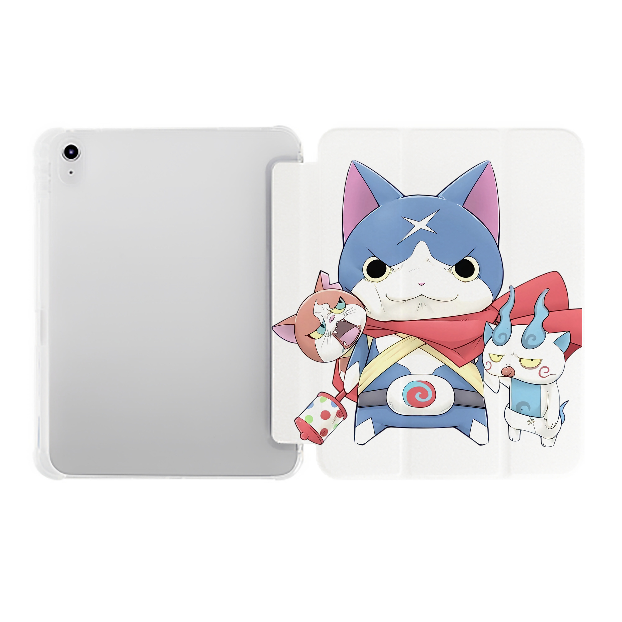 （画像用） 妖怪ウォッチ Yo-kai Watch IPad ケース ペン収納付き 三つ折りスタンド PUレザー×シリコン 対応機種9.5/10.5/10.9インチ